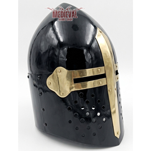 Casco de Caballero Cruzado Medieval Negro Hecho a Mano de Acero Pulido para Recreación Histórica, Navidad y Halloween - Product Image 4