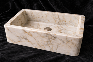 Luxury Calacatta Marble Eco-Friendly Agra Heritage Bathroom Sink Rectangular Natural Stone Vessel <b>Basin</b> Modern Vanity Wash <b>Basin</b> - Product Image 2