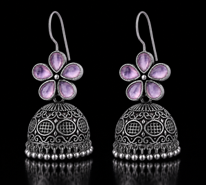 Pendientes Colgantes de Flores Vintage con Bisel de Cuarzo Rosa, Chapados en Plata Antigua, Joyería de Fiesta para Mujer - Product Image 5