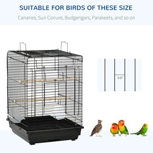 Gabbia XL 23 Black Bird per Pappagalli con Area di Gioco Aperta, Ciotola per l'Alimentazione e Posatoio per Coccoati, Recinto per Animali Domestici - Product Image 4
