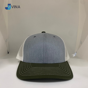 Gorra Trucker de Lona con Malla Blanca, Visera Verde, Gris Claro, con Logotipo Personalizado, de Alta Calidad, 6 Paneles, Ajustable, Unisex, Informal - Product Image 1