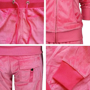 Chándal Rosa con Capucha para Mujer, Manga Larga, Cierre de Cremallera, Ropa Casual, Color Sólido, Material de Forro Polar, Otoño, Transpirable, Algodón Plus - Product Image 3