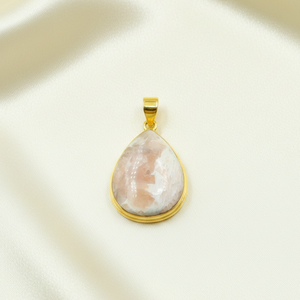 Natural Scolecite Teardrop Pendant <b>Necklace</b> 18K Yellow Gold Rose Gold Plated 925 Silver Crystal Healing <b>Boho</b> Jewelry Gift Women - Product Image 5