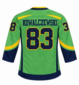 Camiseta de hockey sobre hielo verde mediano personalizada, sublimada, con cordones, cuello en V, para entrenamiento de equipo, con logo y número cosidos, de gran tamaño y peso pesado. - Product Image 4