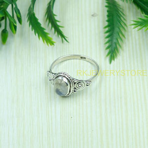 Anillo de piedra lunar arcoíris natural, plata de ley 925, hecho a mano, estilo vintage bohemio, anillo llamativo para mujer, joyería de piedras preciosas al por mayor. - Product Image 2
