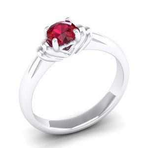 Bague REYES au design classique en or massif 14 carats avec rubis rond de 0,5 carat, cadeau de luxe pour mariage ou fiançailles, bijoux fins - Product Image 2