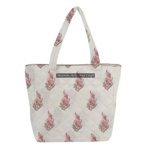 Sac à main traditionnel en toile de coton imprimé Sac fourre-tout matelassé avec poche intérieure à vendre - Product Image 1