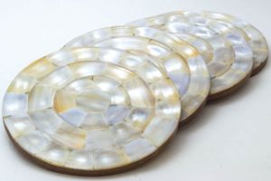 Sous-verres en nacre incrustée, mosaïque de coquillages faits à la main, dessous de verre décoratifs, protection de table, accessoires de salle à manger - Product Image 4