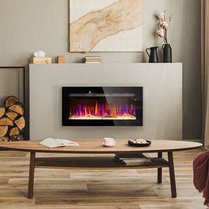 Caminetto Lineare in Vetro da Incasso e a Parete con Telecomando, Fiamma Regolabile in Colore e Luminosità - Product Image 2