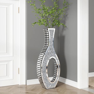 Vase de table haut de gamme en métal avec glaçure transparente craquelée – Support à fleurs moderne, élégant et luxueux pour l'affichage en hôtel - Product Image 2