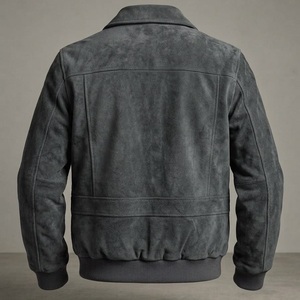 OEM Custom <b>Men</b> Spring <b>Suede</b> Puffer <b>Jacket</b> Streetwear Vintage Windproof Hooded Warm Quilted Thick Leather Outerwear Coat - Product Image 2