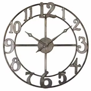 Industrial Metal Wall <b>Clock</b> Round Analog Quartz Design Antique Style Living Room Decoration Use Wall <b>Clock</b> - Product Image 1