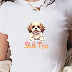 เสื้อยืดแฟชั่นผู้หญิงมีภาพประกอบสำหรับสุนัขชิสุ - Product Image 2