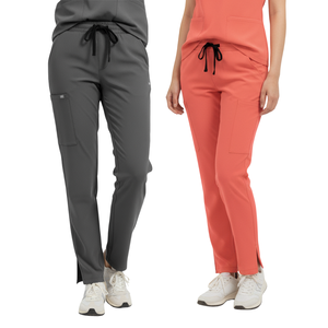 Conjunto de Uniforme Médico para Mujer, Top con Cuello en V de Spandex/Algodón Tejido, Pantalones Jogger Tipo Cargo, Uniforme de Hospital - Product Image 1