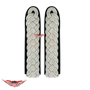 KEW German Luxury Epaulettes Silver <b>Braided</b> Black Back Eco-Friendly Customizable Durable <b>Accessory</b> - Product Image 1