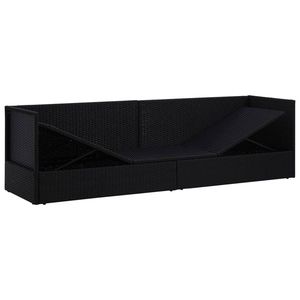 Chaise longue de jardin en rotin PE noir et blanc crème avec structure en acier thermolaqué - Product Image 5
