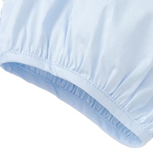 Venta al por mayor niñas azul sólido botón vestido Puff manga cuello cuadrado algodón verano traje Boutique ropa fábrica proveedor BD - Product Image 5