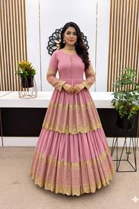 Vestido Anarkali Rosa de Diseño 2026 en Faux Georgette con Bordado Intenso, Traje de Fiesta Largo Salwar Kameez, Ropa Étnica India para Bodas, para Mujer - Product Image 5