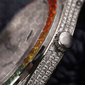 Charm Jewells Montre de luxe pour femme en acier inoxydable, mouvement à quartz analogique, cristal saphir, lunette en diamant, 38 mm - Product Image 3