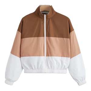 Blouson Bomber Femme OEM Haute Qualité Trois Tons Col Montant Personnalisé Style Épaules Tombantes Imperméable Coupe-Vent Respirant Hiver - Product Image 1