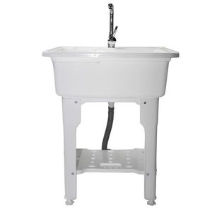White Utility Sink for Home Garage or Shop Laundry Tub with Hot and Cold Water Faucet Kitchen Sink - Product Image 2