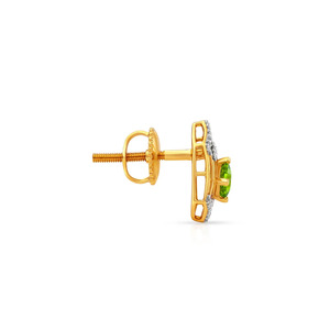Boucles d'oreilles à clous en diamant géométrique hexagonal en pierre de couleur verte - Product Image 3