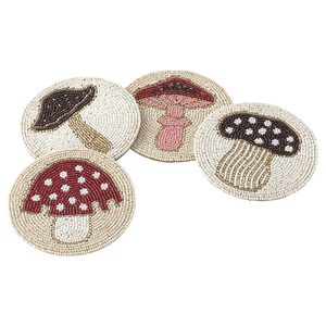 Embroidered Classic Eco-Friendly <b>Beaded</b> Coaster <b>Set</b> 4-Piece Handmade High Quality Placemat Pad Dining Table Decoration - Product Image 5