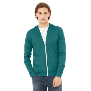 Vente en gros de sweats à capuche unisexes légers à fermeture éclair Bella Canvas Triblend, sweats à capuche pour l'entraînement - Product Image 3