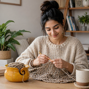 Premium Handmade Wooden Handi Yarn Bowl for Knitting and Crochet - Product Image 4