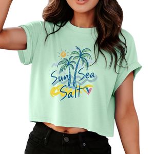 Camiseta Mandala Celestial Índigo Personalizada al por Mayor, Transpirable, de Algodón Peinado, Manga Corta, Casual, de Verano, Estilo Cropped - Product Image 4