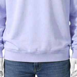 Sweat-shirt pour homme en molleton de coton uni à manches longues, col et poignets côtelés, épaules tombantes, sans capuche - Product Image 3