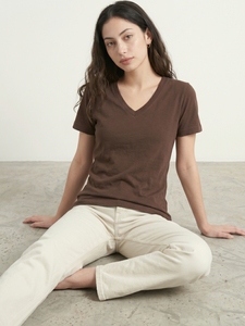 เสื้อยืดคอวีผู้หญิง ทรงปกติ แขนสั้น ธรรมดา สบายๆ เสื้อยืดพื้นฐาน ใส่สบาย ระบายอากาศได้ดี แฟชั่นทุกวัน เสื้อแฟชั่นฤดูร้อน ใส่ได้พอดีตัว - Product Image 2