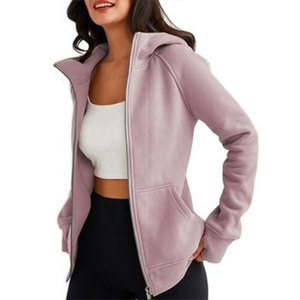 Latest Design Custom Fashion Women Zip-Up Hoodie Long Sleeve Casual Outwear Breathable Cotton Winter Hooded Sweatshirts - Product Image 5