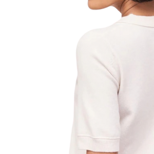 Pull en maille écru super doux et ample à manches courtes pour femme, col rond, décontracté, avec poignets et ourlet côtelés, pour le quotidien - Product Image 4