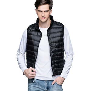 2026 Latest Wholesale High Quality Custom Made Mens Breathable <b>Canvas</b> Waterproof Windproof PU Leather Puffer Vest Winter Casual - Product Image 1