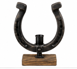 Porte-bougie fer à cheval équestre en métal, support pour bougie chauffe-plat, style rustique western, décoration d'intérieur ferme équine, centre de table - Product Image 4
