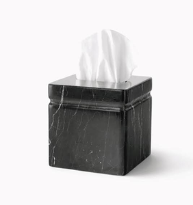 JANNAT EXPORT Modern <b>Black</b> Marble Tissue Box with White Tissue Insert 100% Eco-Friendly Amazing Design Style - Product Image 2