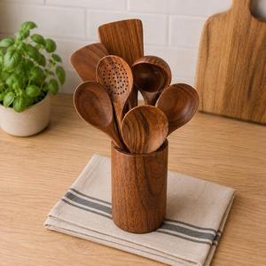 Juego de Cucharas de Madera con Diseño Clásico, Ecológicas y Duraderas, Utensilios para Servir Comida, Café y Té, para Bodas y Uso en la Cocina - Product Image 3