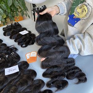 Extensions de cheveux ondulés sans corps synthétique vierge de qualité 12A avec des couleurs personnalisables de fermeture de lacet - Product Image 4