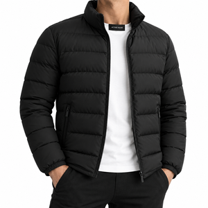 High quality green Puffer Jacket Low Price Casual Street Wear Zip-Up <b>Waterproof</b> stand collar Winter wear <b>Padded</b> <b>Coat</b> for men's - Product Image 1