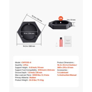 Set di 4 Cuscinetti Livellanti per Camper, Capacità 5000 Libbre, Stabilizzatori in Gomma per Rimorchio con Ampia Superficie - Product Image 4