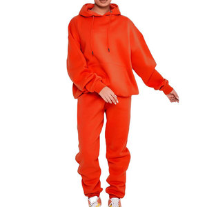 Ensemble de survêtement sur mesure pour femme, haute qualité, couleur unie, deux pièces, sweat à capuche et pantalon de jogging en molleton, ensemble de vêtements de sport - Product Image 4