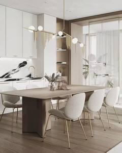 Daystar Trade Light Luxury Modern Solid Wood <b>6</b>-Seater <b>Dining</b> <b>Table</b> <b>and</b> <b>Chair</b> Combination for High-end Villa Customization - Product Image 3