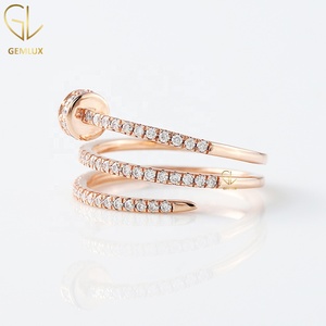 14K Rose Gold Moissanite Spiral Nail <b>Ring</b>, Round Cut Diamond <b>Open</b> Spiral Wrap <b>Ring</b>, Luxury Engagement <b>Ring</b> for Women - Product Image 3
