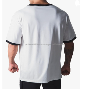 T-shirt à col montant en coton biologique 100% avec motif de nœuds, poids lourd 260 g/m², surdimensionné, côtes épaisses, logo personnalisé - Product Image 3