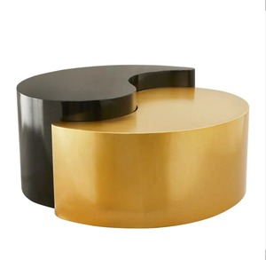 Value Pick Modern <b>Round</b> Coffee <b>Table</b> With <b>Gold</b> And Black Metal Finish Contemporary Living Room Furniture Decorative Design - Product Image 1