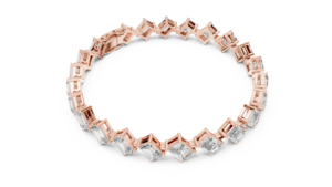 Bracelet tennis de luxe en or rose 18 carats plaqué rhodium avec diamants taille émeraude cultivés en laboratoire, idéal pour le quotidien, le bureau, les mariages et les fiançailles - Product Image 2