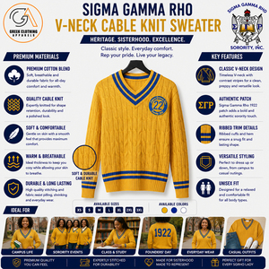 Sigma Gamma Rho | Embroidered 100% Cotton Breathable V-neck Winter <b>Cardigan</b> <b>Varsity</b> Sweater College Knitted Women's Covered - Product Image 5