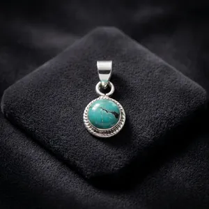 Colgante de Plata 925 con Turquesa, Engaste de Bisel, Estilo Vintage, Unisex, Joyería para Uso Diario - Product Image 2