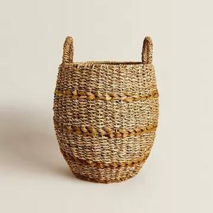 Natural/customized Color Eco-Friendly Clothing <b>Storage</b> <b>Baskets</b> Round/Rectangle/Square Flexible <b>Seagrass</b> water hyacinth <b>basket</b> - Product Image 4